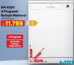 SEG BM 4001 4 PROGRAMLI BULAŞIK MAKİNESİ fiyat ve kampanya bilgisi